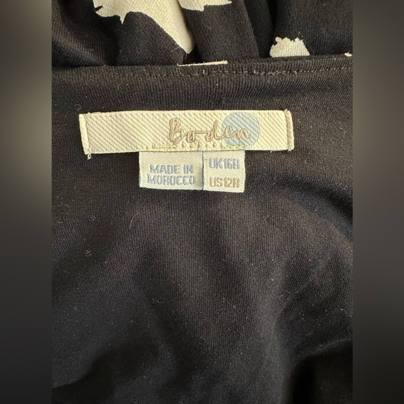 BODEN Ballet Dress Brush Stroke Tie Waist Fit Flare Black Ivory Knit Mint Cond - Picture 8 of 11